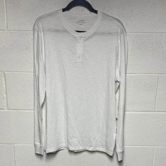 Vince Classic White Long Sleeve Henley - Picture 1 of 6